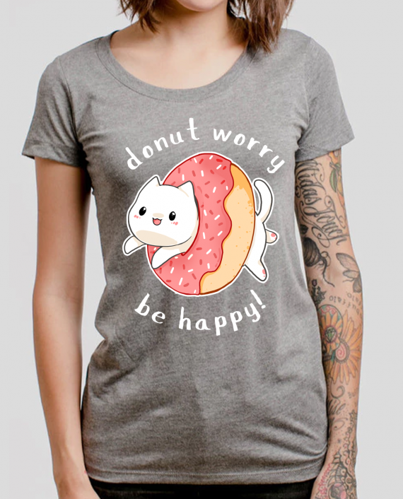 Camiseta donut worry cat